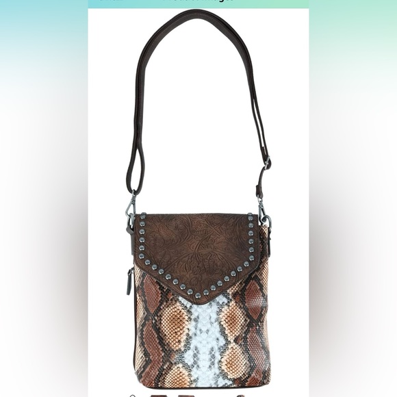 ⭐️M&F Western Angel Ranch Python Messenger Bag Brown - Picture 16 of 16